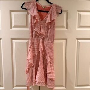 Gianni Bini Pink Striped Ruffle Dress